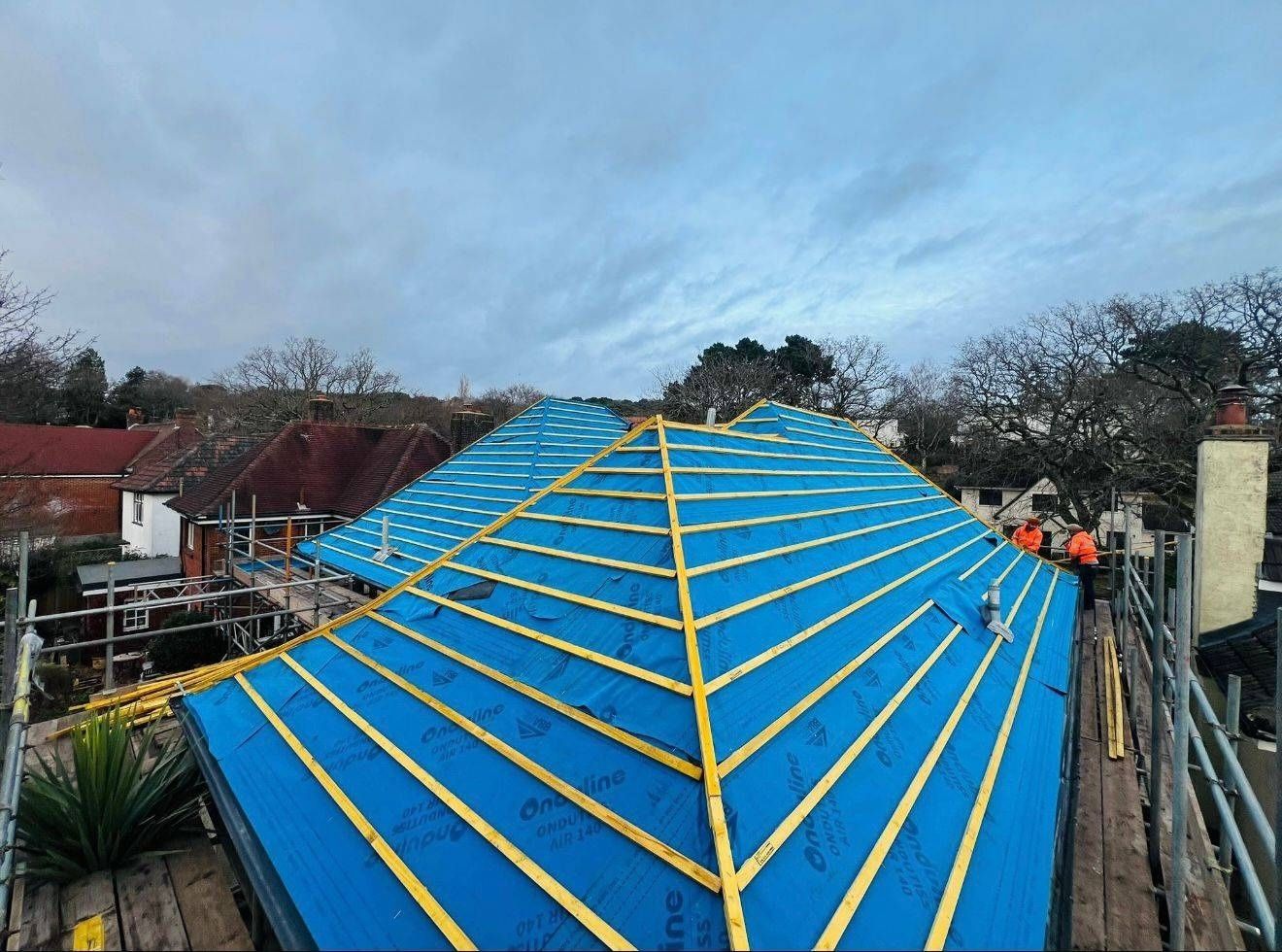 Membrane and batten detail across the hip of a Canterbury roof