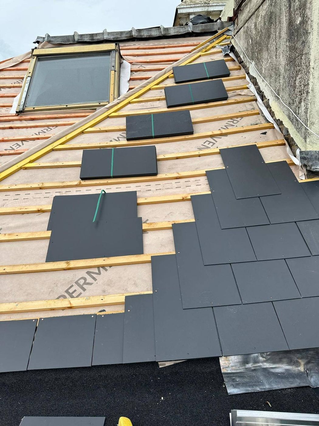 Dormer section being slated as part of a Canterbury natural slate re-roof