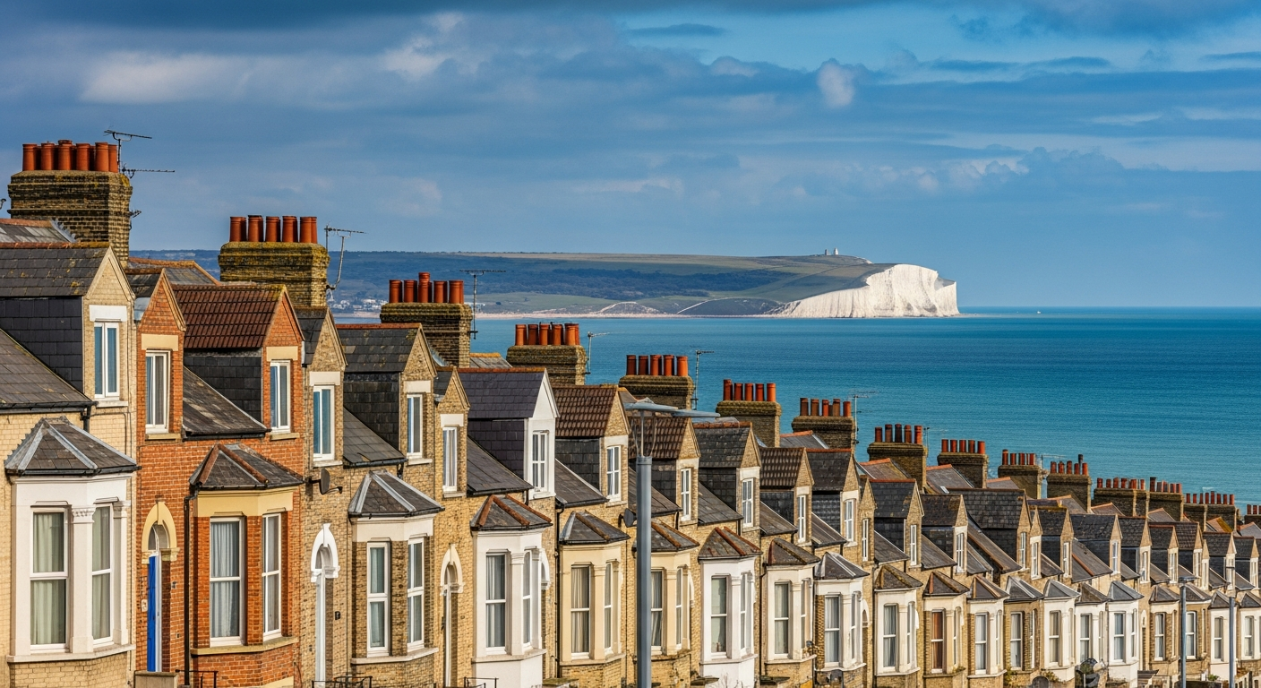 Roofers in Dover, Kent, Victorian terraces and tiled rooflines beneath the famous white cliffs